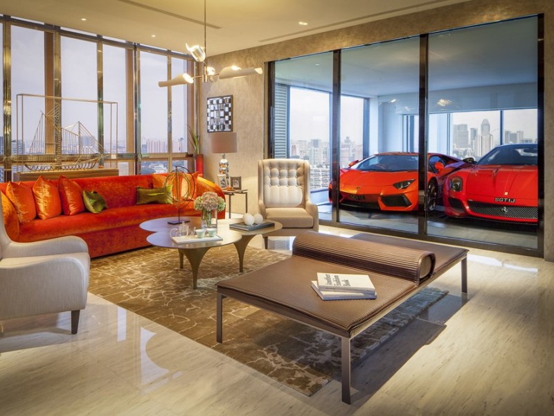 car garage living room