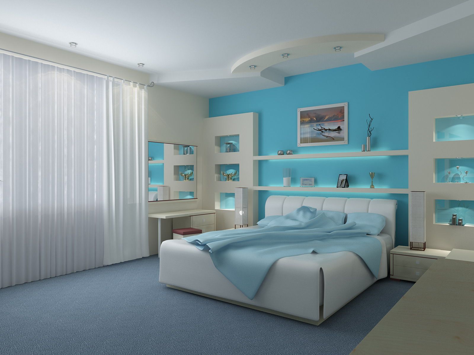 Blue Bedroom Lighting