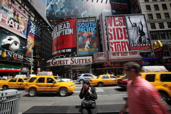  Taxis pass Broadway theater billboards in Times Square on June 21, 2010 in New York City. Accused Times Square bomber Faisal Shahzad is slated to be arraigned this afternoon on ten counts of terror and weapons charges. (Photo by Mario Tama/Getty Images)