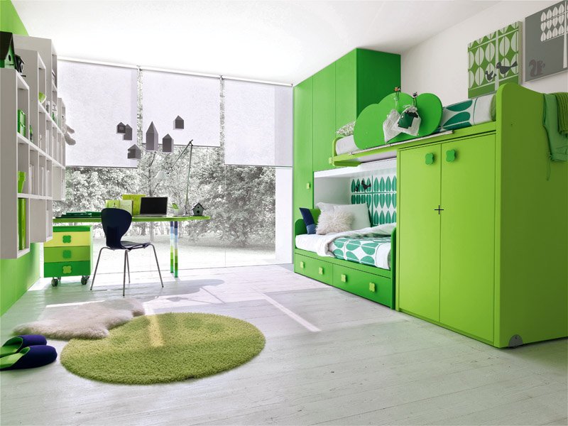 1-Contemporary-Green-kids-bedroom