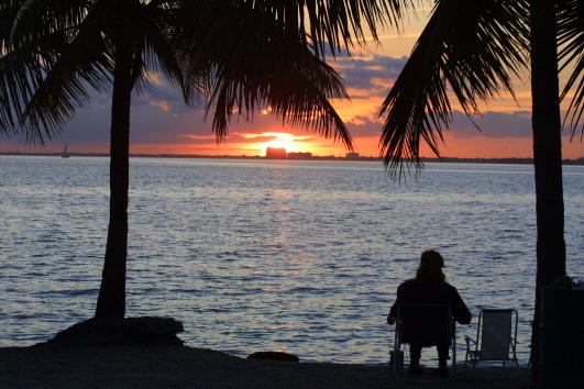 Sunset in Miami, Florida.