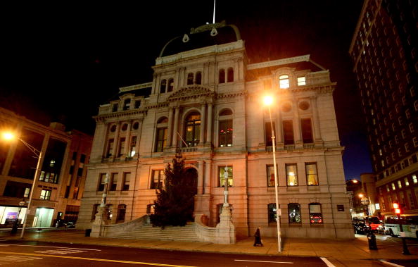 Providence's City Hall is illuminated 