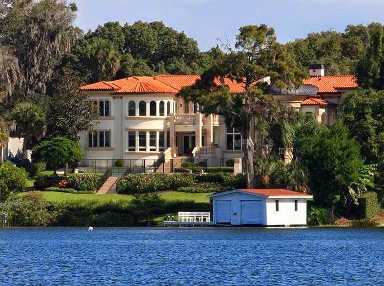 Tuscan Mediterranean lakefront estate Lake Maitland million dollar listing home luxury winter park florida backyard 2