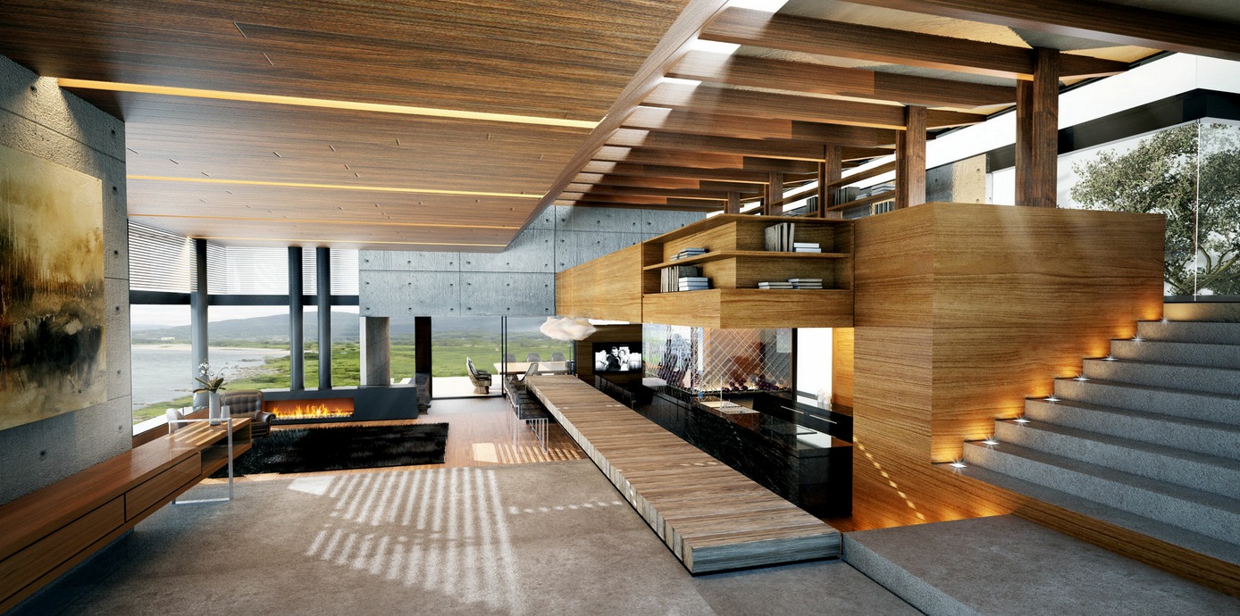 Modern-wood-and-concrete-interior