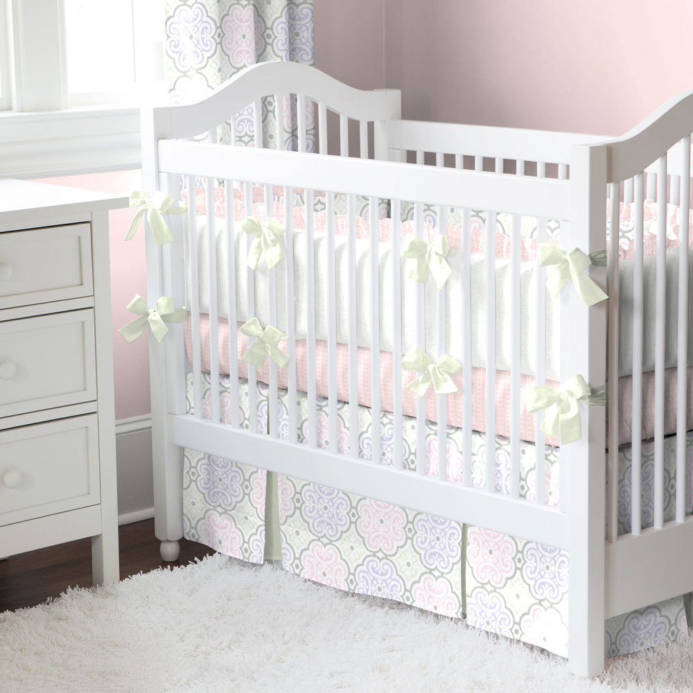 baby-nursery-agreeable-nursery-rooms-decorating-ideas-with-modern-baby-girl-crib-bedding-and-rectangular-white-wooden-cabinets-also-with-rectangular-white-rugs-and-pink-wall-stunning-nursery-rooms-de