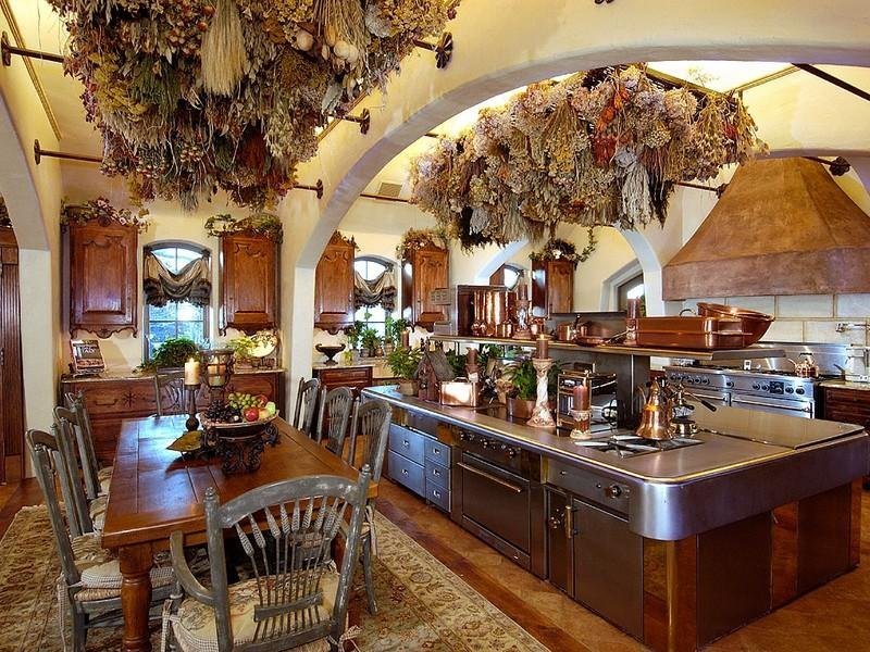 The-Grand-Kitchen-In-This-Bernardsville-Nj-Home-On-Sale-For-128-Million-Has-A-Tremendous-Center-Island-That-Could-Host-A-Feast-We-Love-The-Arched-Ceilings-And-Wood-Accents