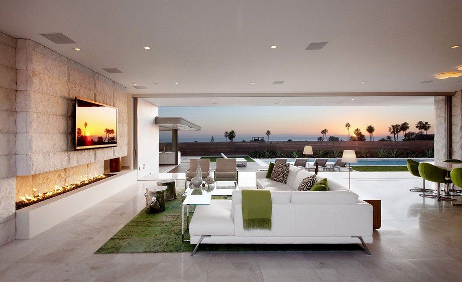 living-room-with-sunset-view-plus-alluring-fireplace-under-tv-idea-and-luxury-l-shaped-sofa-design