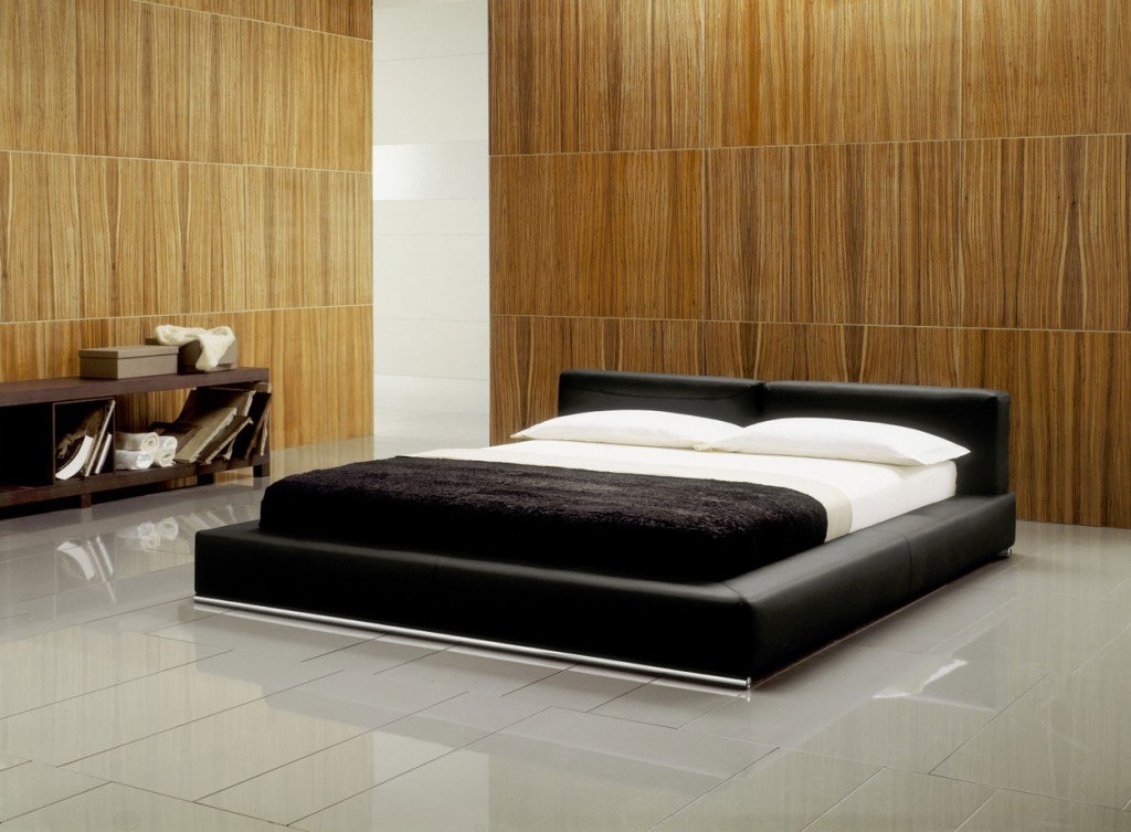 minimalist-master-bedroom-ideas-with-wrapped-in-black-leather-bed-and-brown-wooden-bookcases-an-white-ceramic-floor-tile-design-bedroom-interior-unbelievable-master-bedroom-ideas