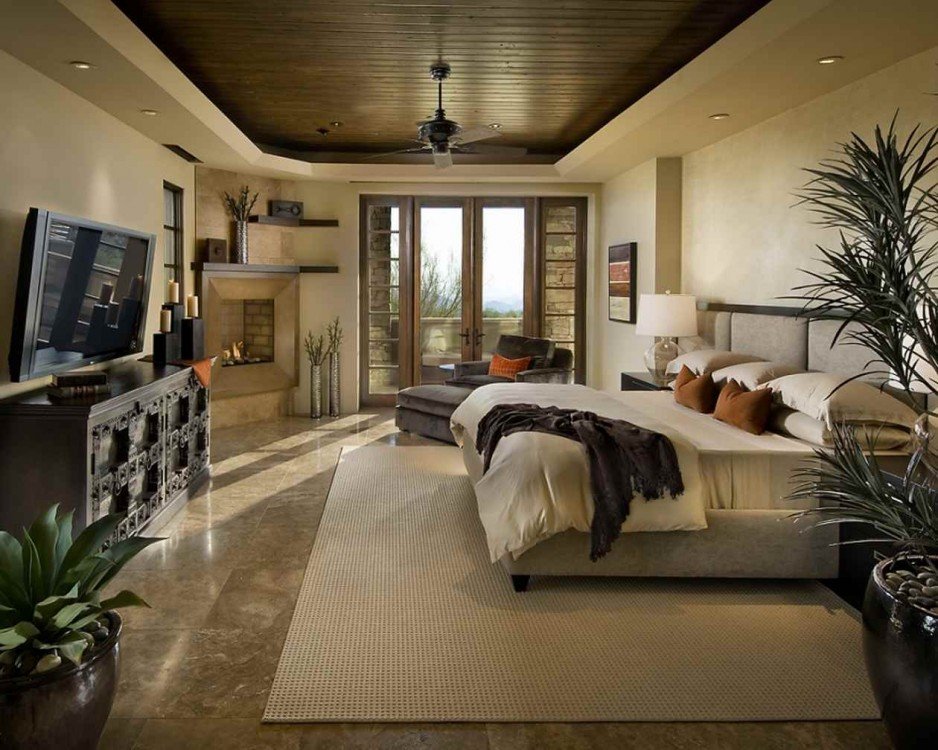 stunning-decorations-interior-elegant-master-bedroom-deluxe-design-with-granite-floor-tile-and-wooden-ceiling-also-fireplace-on-the-corner-captivating