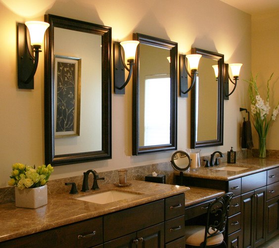 traditional-bathroom-mirror-sconces-bathroom-lighting-mirrors-framed-marble-counter-master