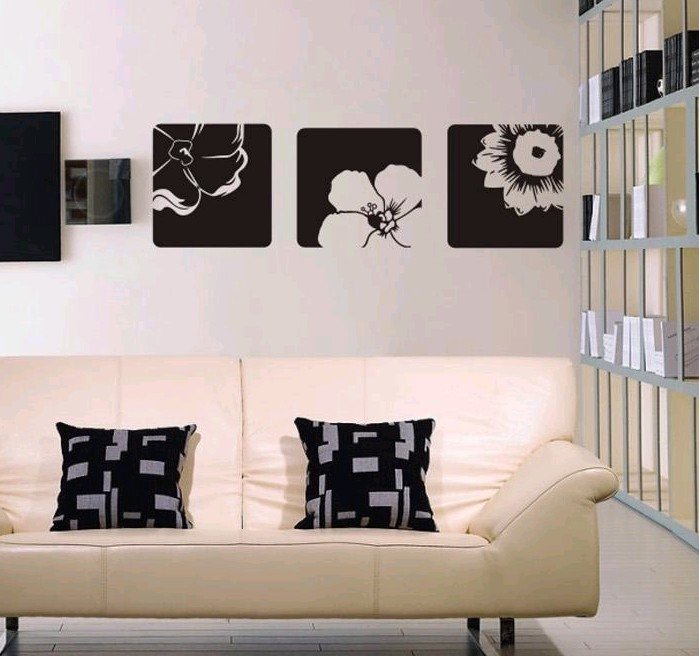 Living Room With Wall Decals