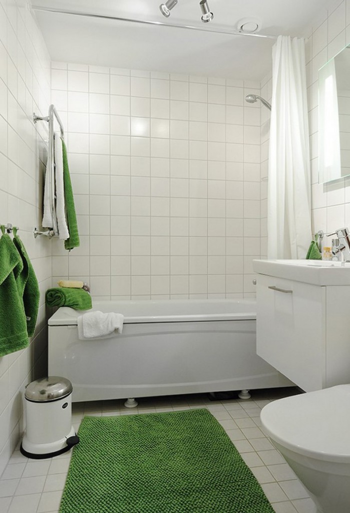 Small Bathroom Ideas: Green And White Small Bathroom