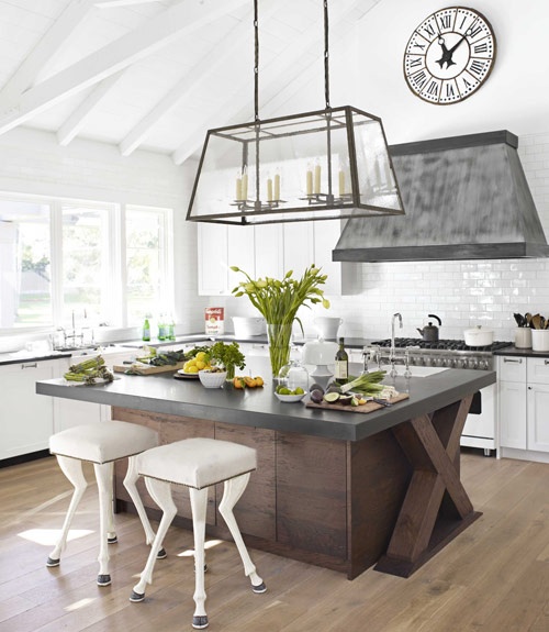 Stylish-kitchen-design-with-awesome-dark-wooden-dining-table-design-with-dark-grey-surface-and-contemporary-dining-table-design-with-white-stool-with-unique-legs-design-likes-horse-leg-design