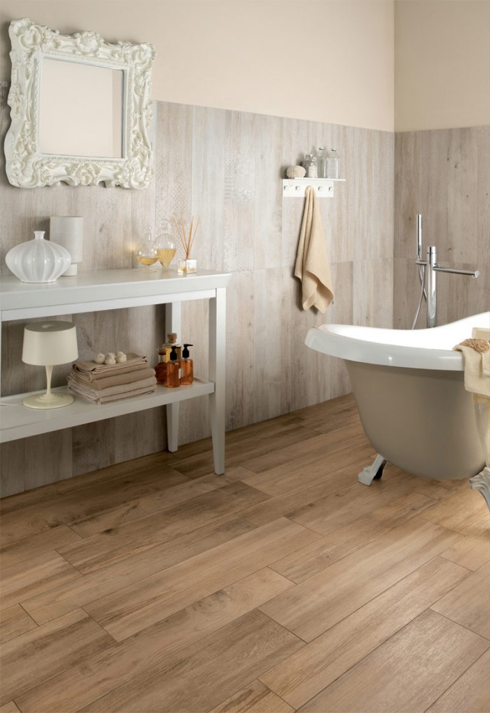 Small Bathroom With Wood Floors