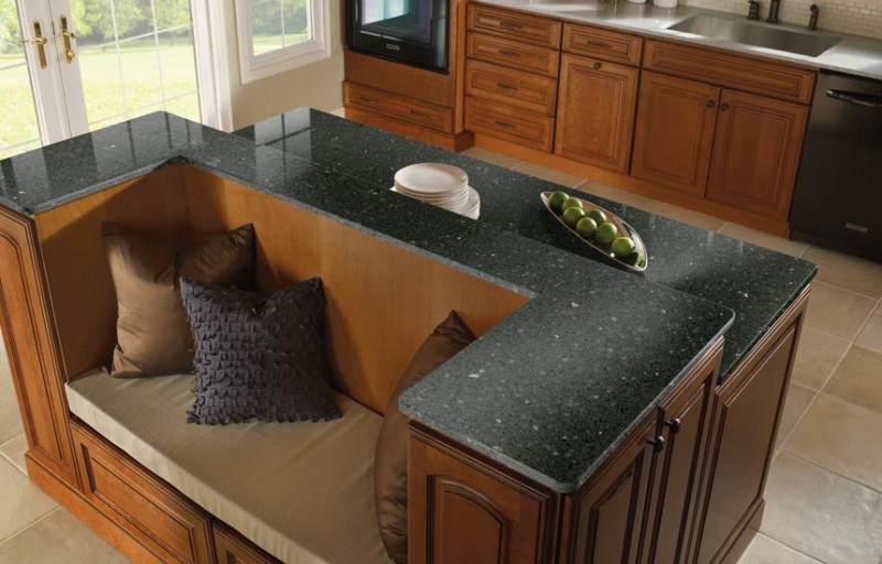 Black L-Shaped Quartz Countertops