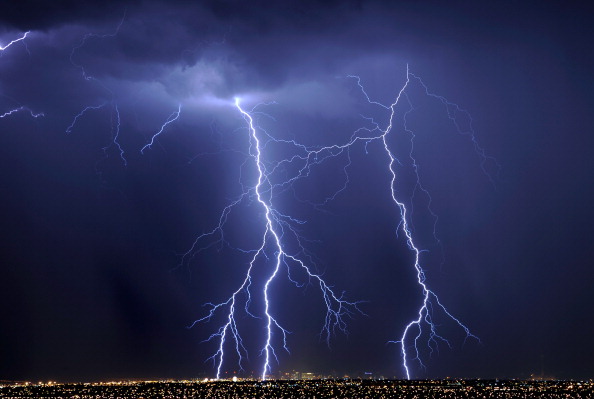 A large flash of lightning