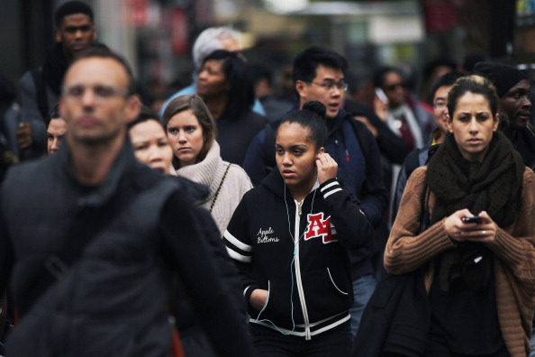 People walking in a crowded city