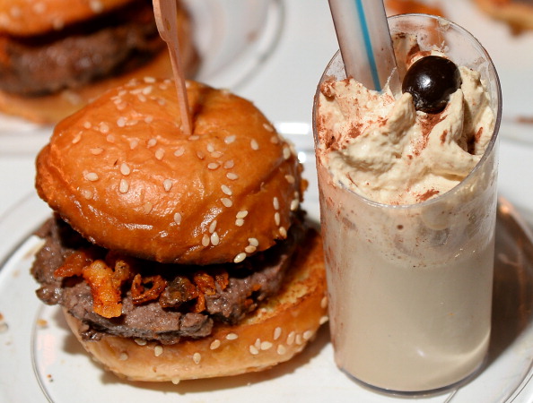 Cheeseburger and milkshake