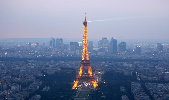 View of the Eiffel Tower at dusk