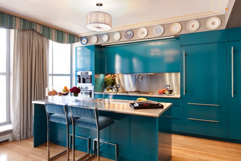 Stunning blue kitchen cabinet inspiration in beautiful kitchen 