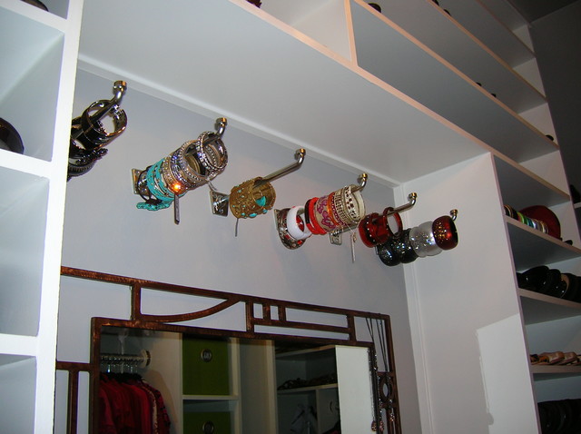 Closet with jewelry hooks