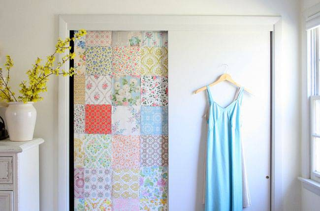 Wall papered closet door