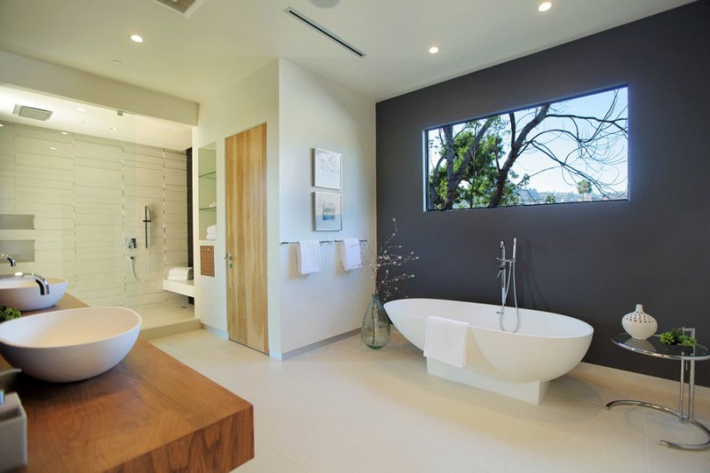 modern bathroom with large window