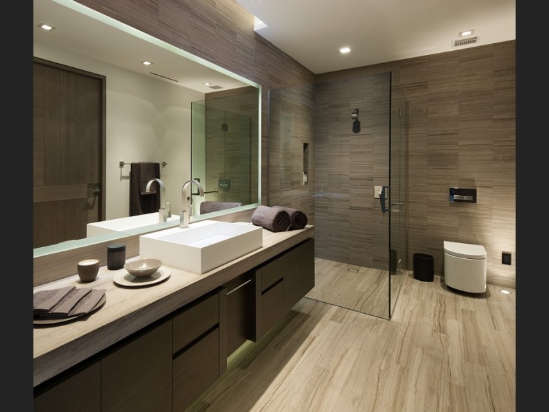 luxurious modern bathroom with clear shower