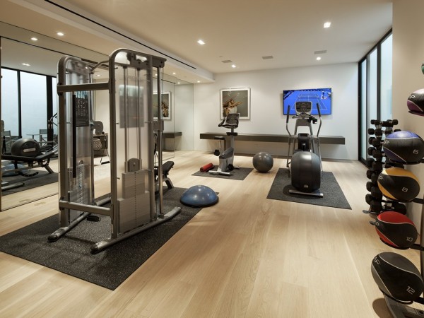 home gym with medicine balls