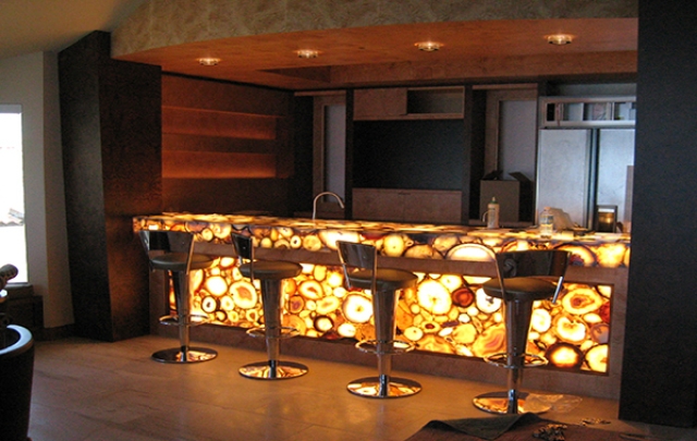 home bar with lighted base