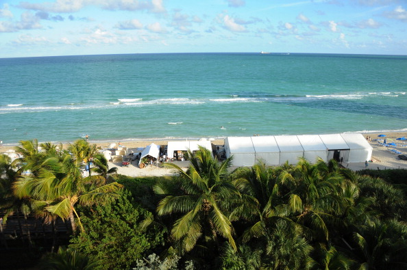 A general view of atmosphere during day three of Art Basel at Soho Beach House 