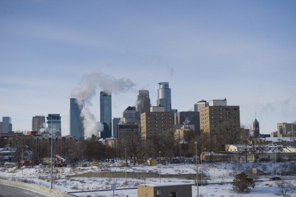 Downtown Minneapolis during freezing weather