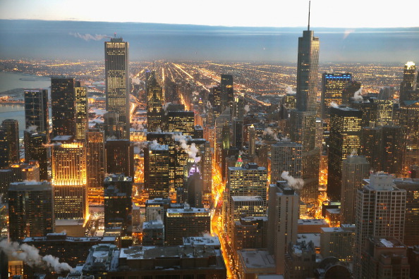 View of Chicago With Polar Vortex