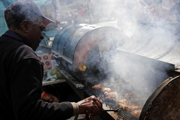 Man cooking on the grill