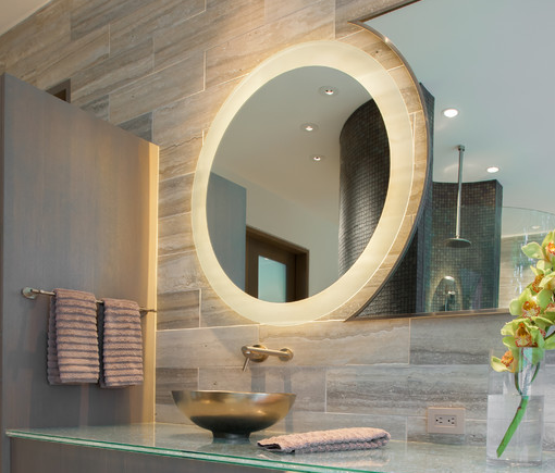 round bathroom mirror with built in light