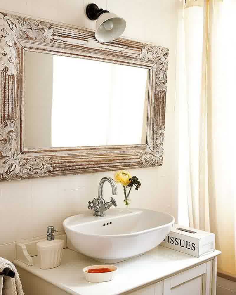 beautifully carved bathroom mirror