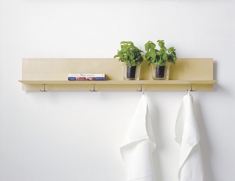 floating shelf with coat hangers