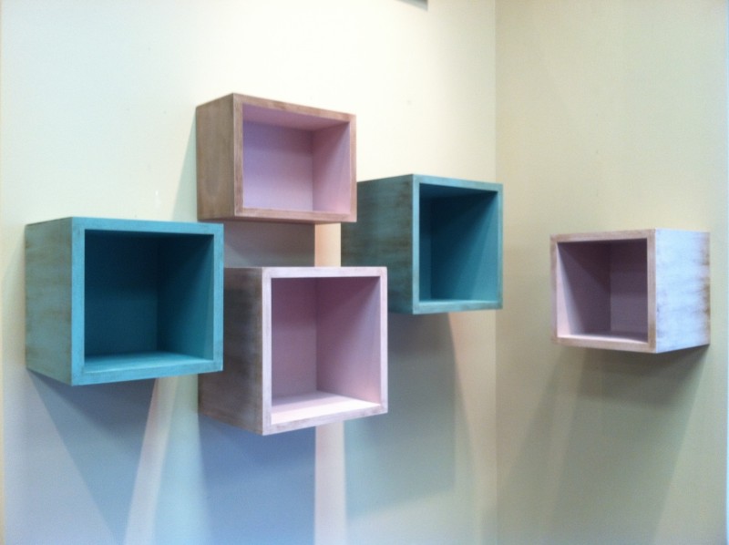 floating box shelves with chalk paint