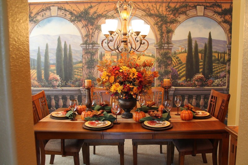 Dining room table with Italian wall painting