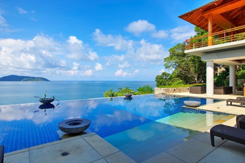 Backyard swimming pool near the ocean