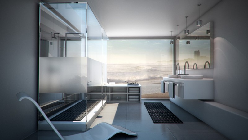 modern bathroom with a great view