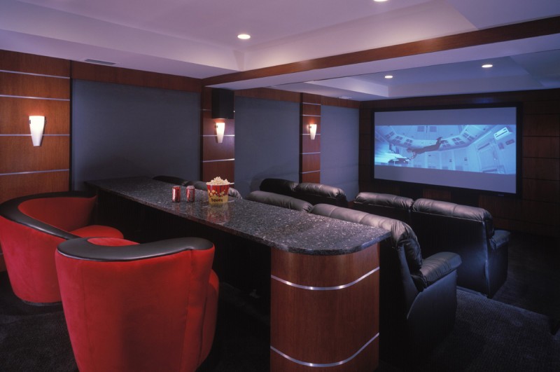 Home theater with stars on the the ceiling