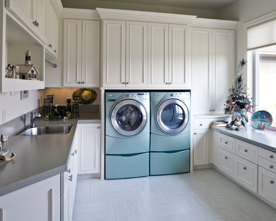 traditional laundry room with modern touch