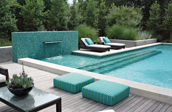 Backyard swimming pool with beautiful sitting area