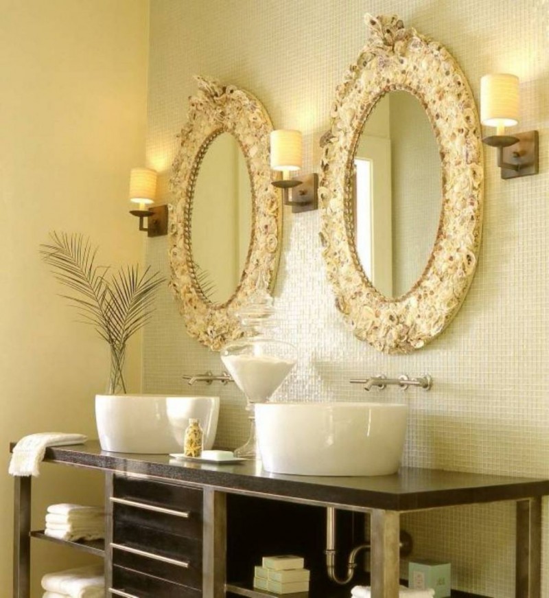 oval bathroom mirrors with gold trim