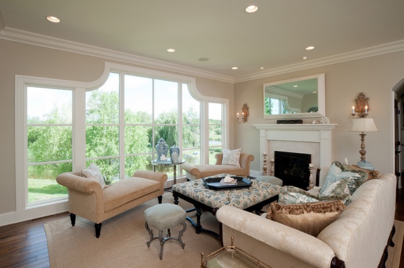 classic living room with two chaise lounges