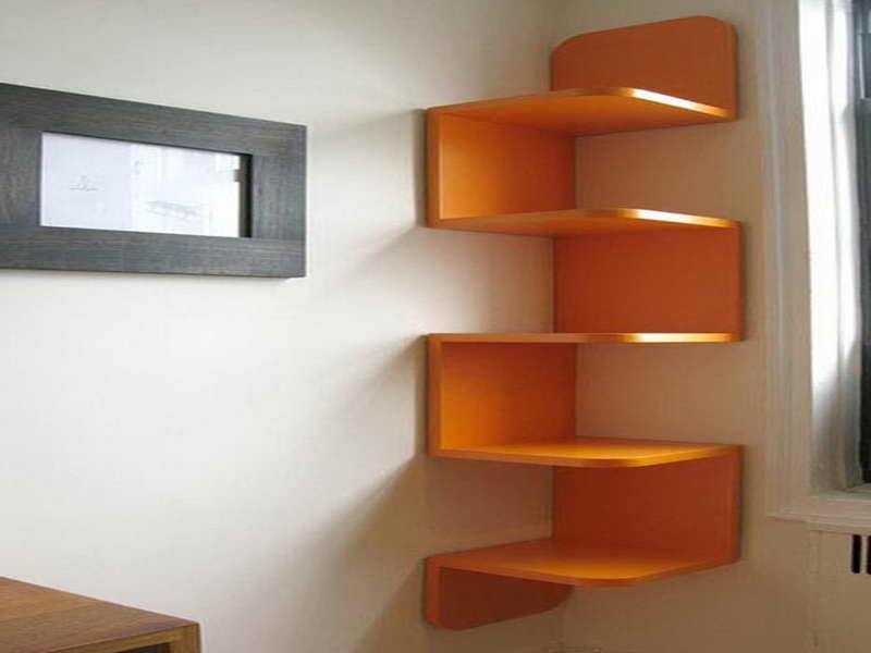 DIY orange floating shelves