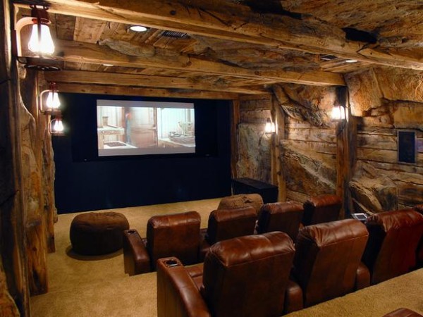 rustic home movie theater