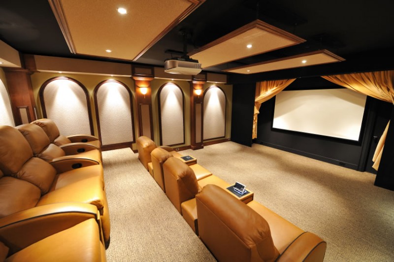 home theater with stadium seating