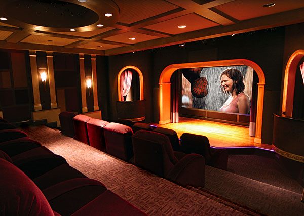 large home theater with stage